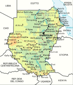Sudan. Cartina geografica.