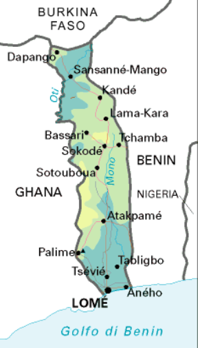 Togo. Cartina geografica.