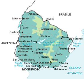 Uruguay. Cartina geografica.