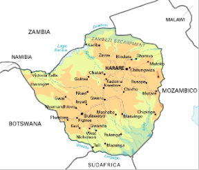 Zimbabwe. Cartina geografica.
