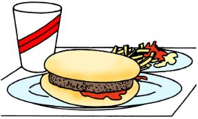 Pasti veloci. Alimentazione. Spesso i pasti veloci sostitutivi sono costituiti da hamburger e patatine.