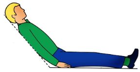 Shock. Posizione semiseduta. Shock scompensato. Se le parti colpite sono la testa, il torace o lo stomaco sostenete il capo e le spalle dell’infortunato in posizione semiseduta.