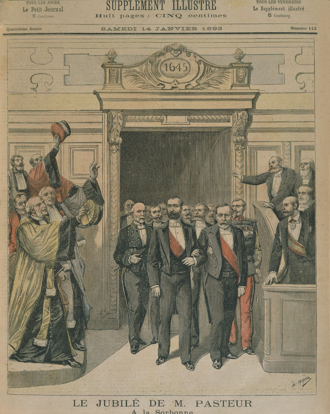Il giubileo di Louis Pasteur alla Sorbona di Parigi Il 23 agosto 1847 Pasteur si laureò all'École Normale Supérieure, dove sostenne le due tesi, in chimica e in fisica, sul dimorfismo, fenomeno per cui una stessa sostanza può presentarsi in due forme cristalline diverse.