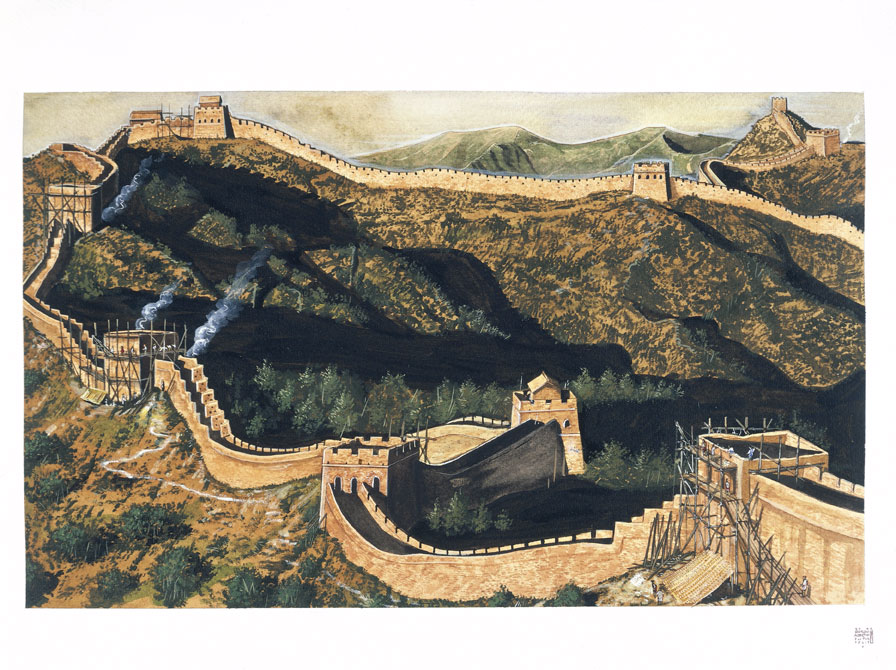 Un disegno della Muraglia La fortificazione, alta 7 m e larga altrettanto, non resse all'urto delle invasioni e delle potenze marittime giapponesi ed europee.