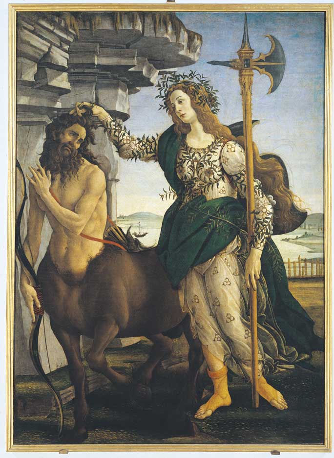 Pallade che doma il centauro, Botticelli Pallade che doma il centauro, 1482 ca., tempera su tela di Sandro Botticelli (1445-1510).
© De Agostini Picture Library.