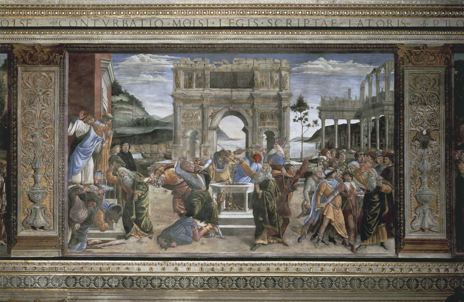 La punizione dei ribelli, Botticelli La punizione dei ribelli, 1480-1482, affresco di Sandro Botticelli (1445-1510) realizzato presso la Cappella Sistina in Vaticano.
© De Agostini Picture Library.