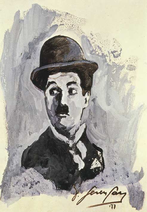 Charlie Chaplin, ritratto di D. Seren Gay L'attore e regista cinematografico Charlie Chaplin in un ritratto di D. Seren Gay del 1977.
De Agostini Picture Library