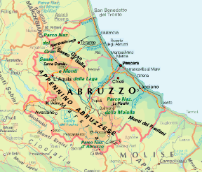 Abruzzo. Cartina geografica.