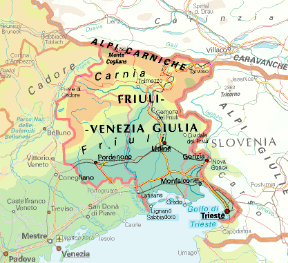 Friuli-Venezia Giulia. Cartina geografica.