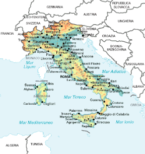 Italia. Cartina geografica.