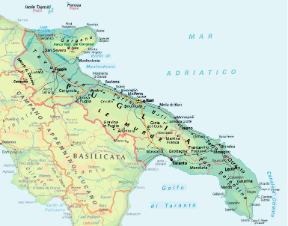 Puglia. Cartina geografica.
